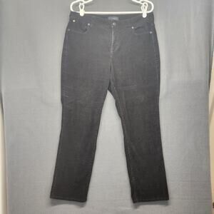 Talbots Pants Womens 14 Petite Curvy Black Corduroy Cotton Blend Stretch Tapered